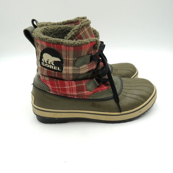 Sorel Boots Womens Size 9 Plaid Waterproof Fur Lined Winter Duck NL1549 - Picture 2 of 9